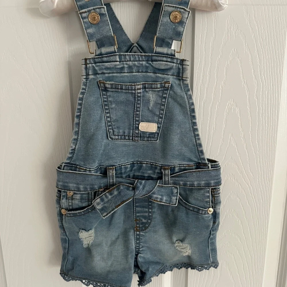 7 for all Mankind Toddler Girls Overall Shorts with Lace detail size 18 M